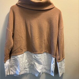 Ever New Tan and White Cowl Neck Sweater